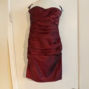 Bill Levkoff Bridesmaid Strapless Dress in Wine